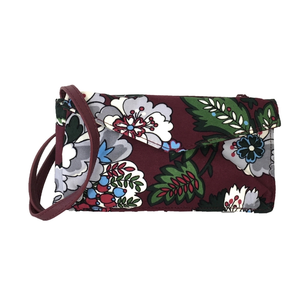 Vera Bradley Iconic Envelope Crossbody Bag in Bordeaux Blooms Pattern